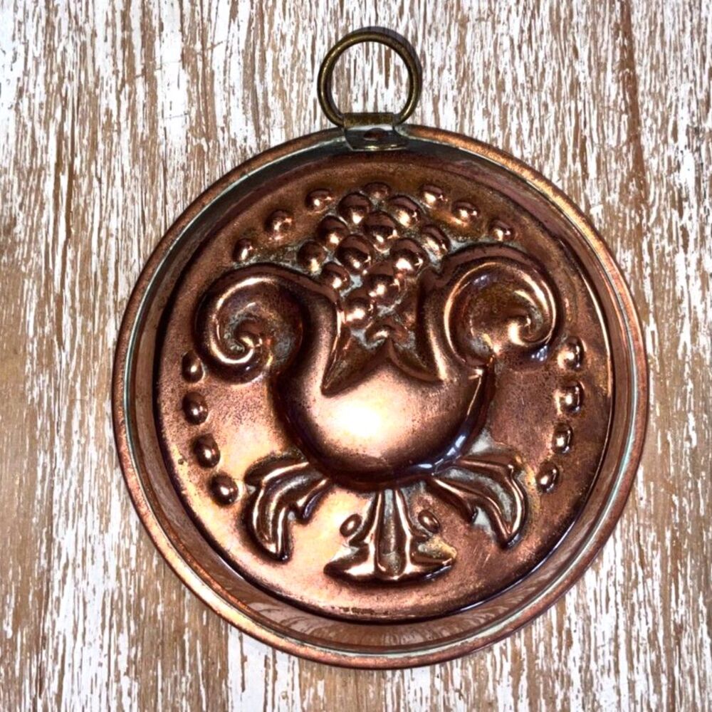 Vintage 60s 70s Swedish Copper Jello Mold Mid Century Modern Copper Mold
